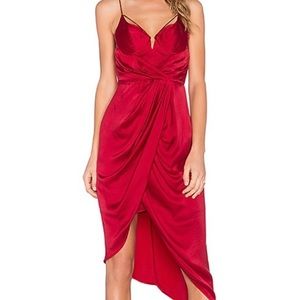 Zimmermann Red Sueded Silk plunge short dress